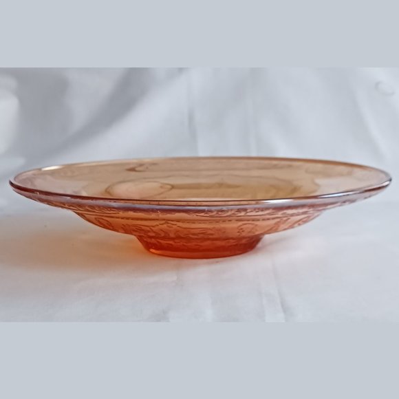 Federal Glass Madrid Pattern Marigold Iridescent Low Console Bowl Fruit 11" - Picture 1 of 5